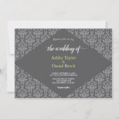 Elegant Chic  Damask Grey Formal Wedding Kaart (Voorkant)