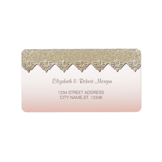 Élégant Chic Damassé Étiquette de Mariage (Devant)