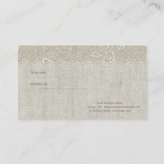 Élégant Chic, Dentelle, Carte de référence de la c (Dos)