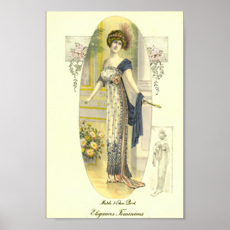Elegant Chic Edwardiaans Frans Mode Bord Poster