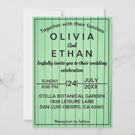 elegant chic emerald green Wedding Invitation Kaart (Voorkant)