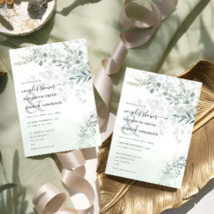 Elegant Chic Eucalyptus Couple Shower Kaart