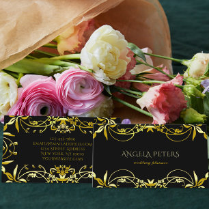 Elegant Chic Fancy Gold Lijst op zwart Visitekaartje