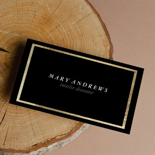 Elegant chic faux foil gold vlakke zwarte luxe visitekaartje