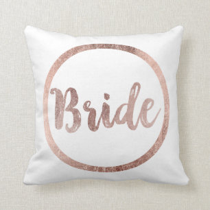 Elegant Chic Faux Roos Gold Bride Typografie Kussen