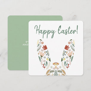 Elegant Chic Floral Bunny Easter Greetings Feestdagenkaart