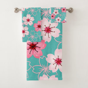 Elegant chic floral Cherry Blossom patroon Bad Handdoek