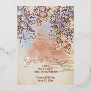 Elégant Chic Floral Fiançailles Invitation