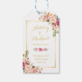 Elegant Chic Floral Gold Wedding Hartelijk dank Cadeaulabel (Voorkant)