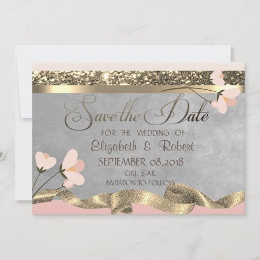 Elegant Chic Floral slaat de datum op Save The Date (Voorkant)
