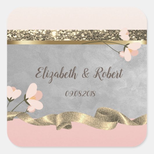 Elegant Chic Floral Wedding Sticker (Voorkant)