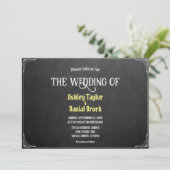 Elegant Chic Flourish Script Chalkboard Wedding Kaart (Staand voorkant)