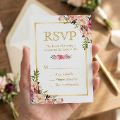Elégant Chic Flowers Gold Frame RSVP