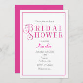 Elégant Chic Fuchsia Invitation de douche nuptiale (Devant / Derrière)