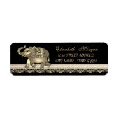 Elegant Chic Girly Cute Lace, Gold Elephant Etiket (Voorkant)