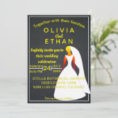 Elegant chic gold and black Wedding Invitation Kaart (Staand voorkant)