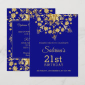 Elegant Chic Gold Birthday Uitnodiging (Voorkant / Achterkant)