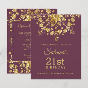 Elegant Chic Gold Birthday Uitnodiging