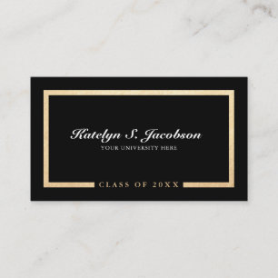 Elegant chic gold black afstuderen klasse naam c contactkaartje