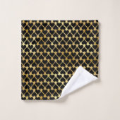 Élégant Chic Gold Black Hearts Motif (Gant de toilette)