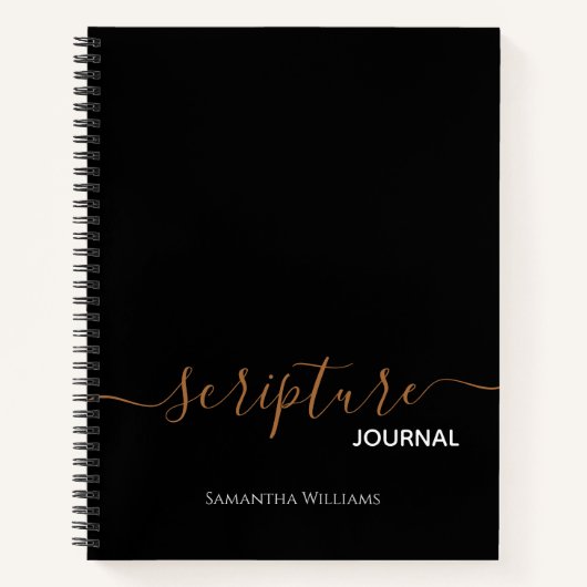 Élégant Chic Gold Black Scripture Journal Notebook (Devant)