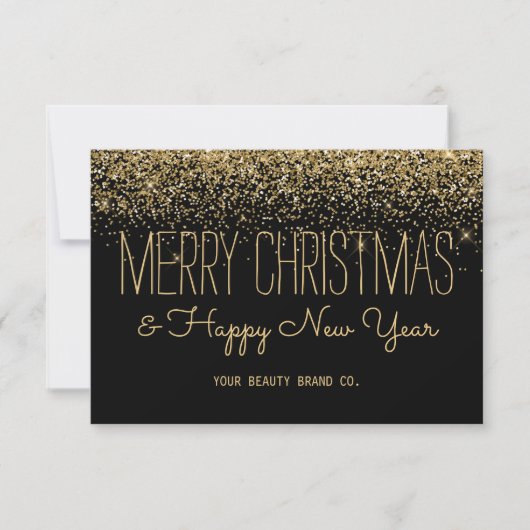 Elegant Chic Gold en Black Business Holiday Card Bedankkaart (Voorkant)