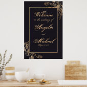 Elégant Chic Gold Faux Metal Floral Poster Mariage (Cuisine)