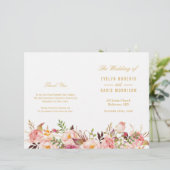Elegant Chic Gold Floral vouded Wedding Programme (Staand voorkant)