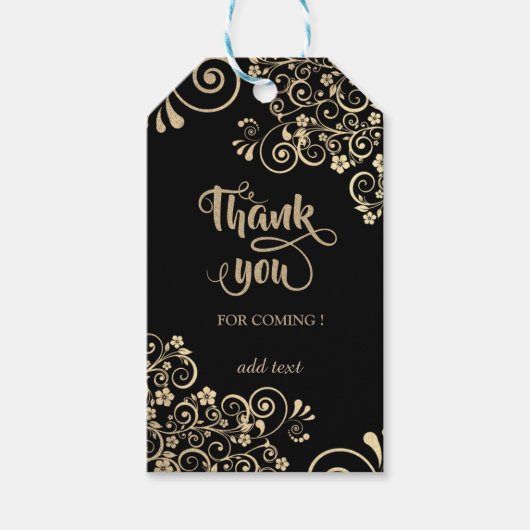 Elegant Chic Gold Flowers Hartelijk dank Cadeaulabel (Voorkant)