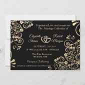 Elegant Chic Gold Flowers Wedding Uitnodiging (Voorkant)