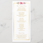 Elégant Chic Gold Frame Floral Wedding Programme (Dos)