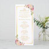 Elégant Chic Gold Frame Floral Wedding Programme (Debout devant)