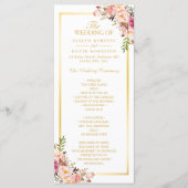 Elégant Chic Gold Frame Floral Wedding Programme (Devant)