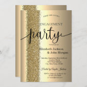 Elegant Chic Gold Glitter Script Verloving Kaart (Voorkant / Achterkant)