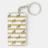 Elegant Chic Gold Glitter Unicorn, gestript Sleutelhanger (achterkant)