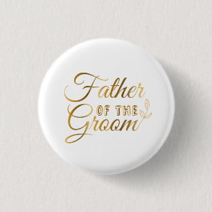 Elegant & Chic Gold Glitter vader van de bruidegom Ronde Button 3,2 Cm