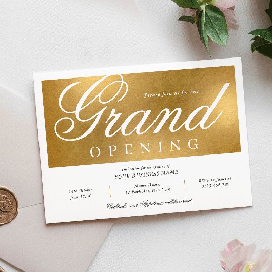 Elegant & Chic Gold Grand Opening Event Zakelijk Kaart