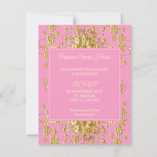 Elegant Chic Gold Invitation Anniversaire (Dos)