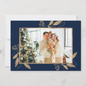 Elegant Chic Gold Leaves 4 Fotokerstkaart (Achterkant)