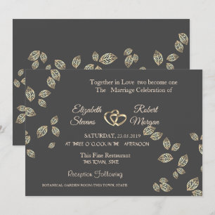 Elegant Chic Gold Leaves Wedding Uitnodiging
