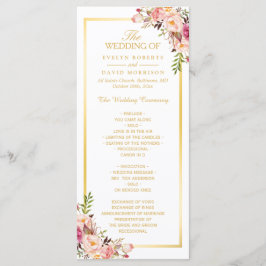 Elegant Chic Gold Lijst Floral Wedding Programme Programma