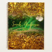 Élégant Chic Gold Metallic Phuile verte Année 2024 (Devant)