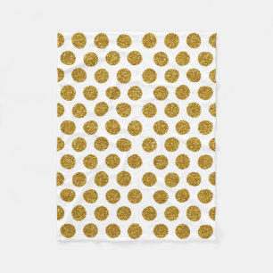 Elegant Chic Gold Polka Dots Glitter Foto afdrukke Fleece Deken