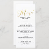Elegant chic Gold Script Weddenschap Menu (Voorkant / Achterkant)