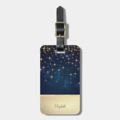 Elegant Chic Gold Stars Navy Blue Bagagelabel (Voorkant verticaal)
