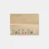 Elegant Chic Gold Stripe, Waterverf Cactus Post-it® Notes (Voorkant)