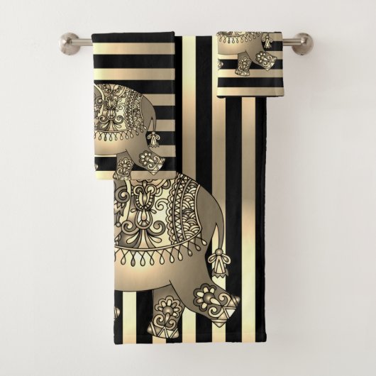 Élégant Chic Gold Stripes Elephant (En situation)