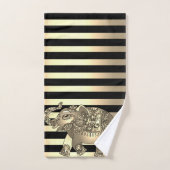 Élégant Chic Gold Stripes Elephant (Serviette à main)