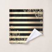 Elégant Chic Gold Stripes Parties scintillant Fleu (Gant de toilette)