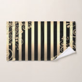 Elégant Chic Gold Stripes Parties scintillant Fleu (Serviette à main)